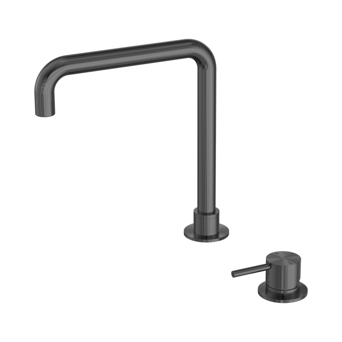 Nero Mecca Hob Basin Mixer Square Swivel Spout - Gun Metal