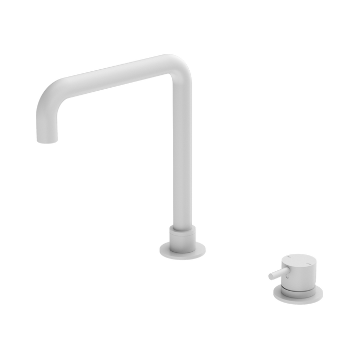 Nero Mecca Hob Basin Mixer Square Swivel Spout - Matte White