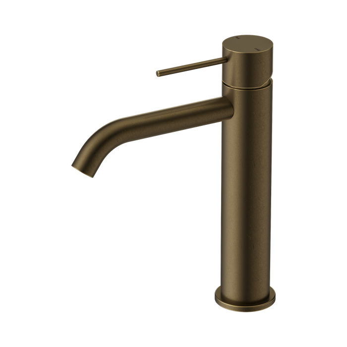 Nero Mecca Mid Tall Basin Mixer - Tumbled Antique Brass