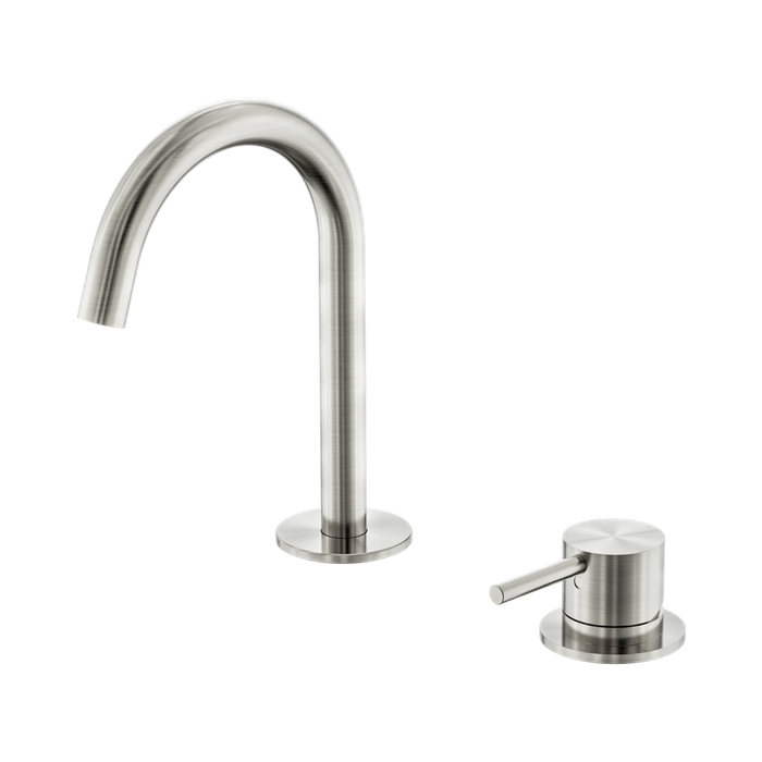 Nero Mecca Hob Basin Mixer Set Arc Spout - Brushed Nickel