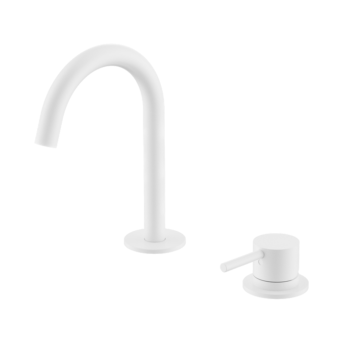 Nero Mecca Hob Basin Mixer Set Arc Spout - Matte White