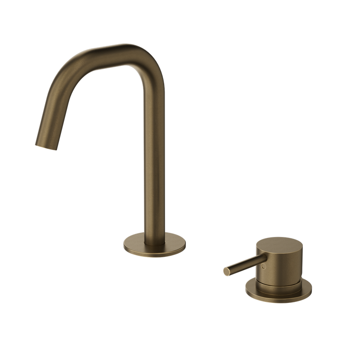 Nero Mecca Hob Basin Mixer Set Edge Spout - Tumbled Antique Brass
