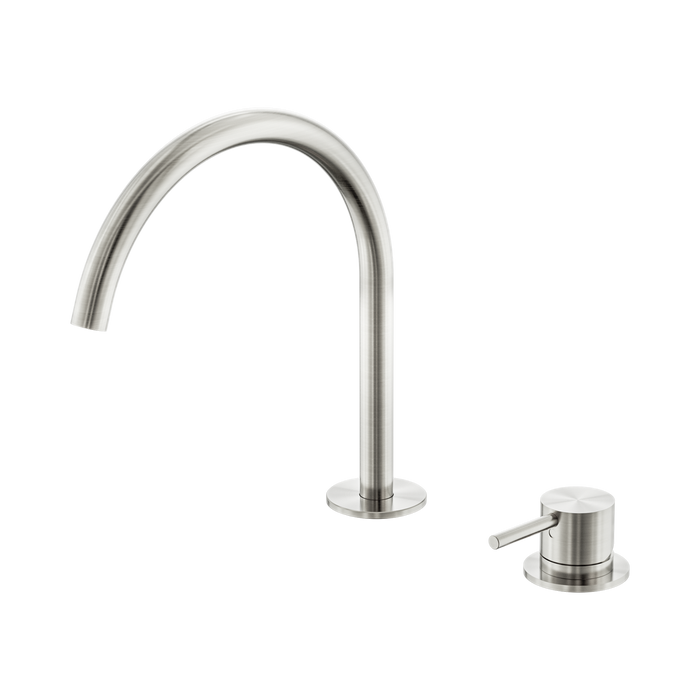 Nero Mecca Hob Bath/Kitchen Mixer Set Arc Spout - Brushed Nickel