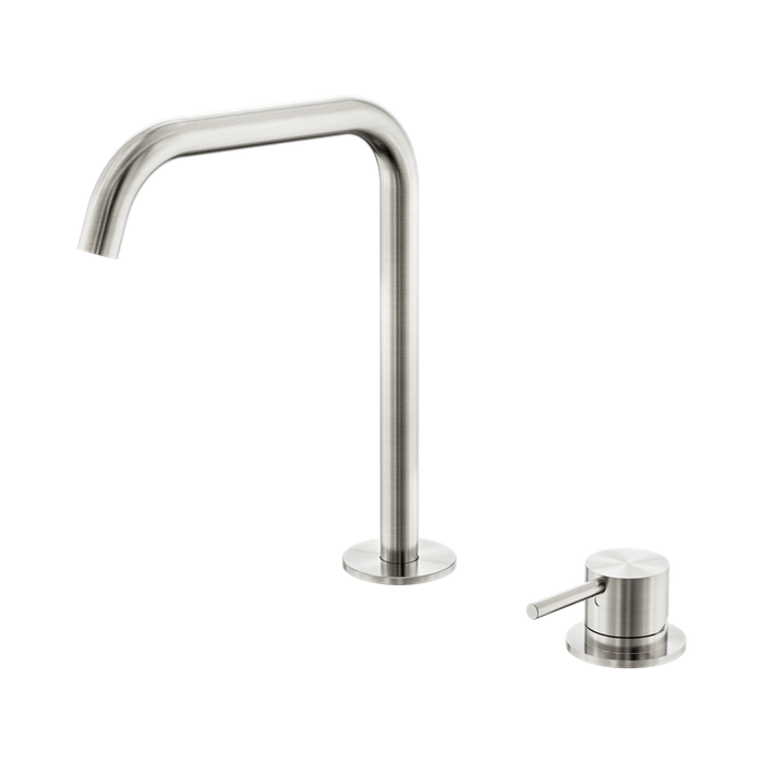 Nero Mecca Hob Bath/Kitchen Mixer Set Edge Spout - Brushed Nickel