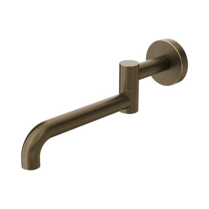 Nero Mecca Wall Mounted Swivel Bath Spout Only 225mm II - Tumbled Antique Brass