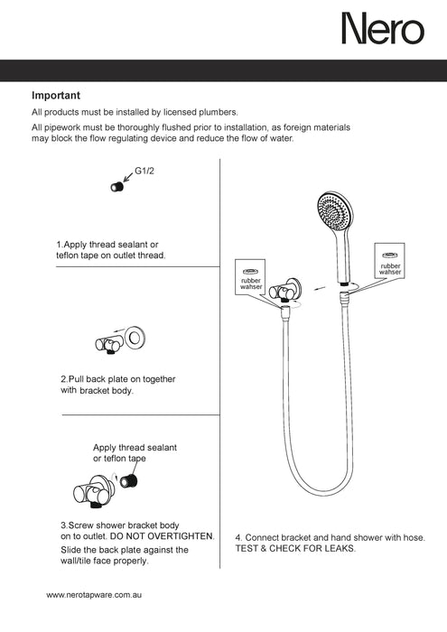 Nero Mecca Shower On Bracket With Air Shower