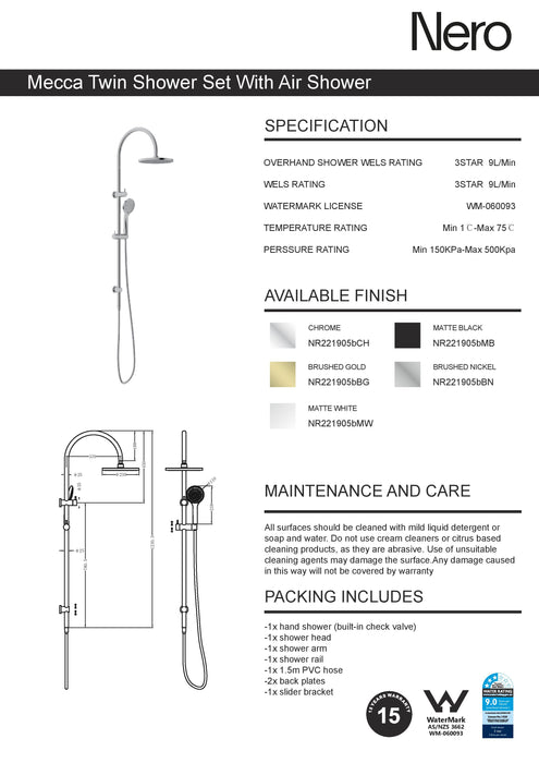 Nero Mecca Twin Shower With Air Shower