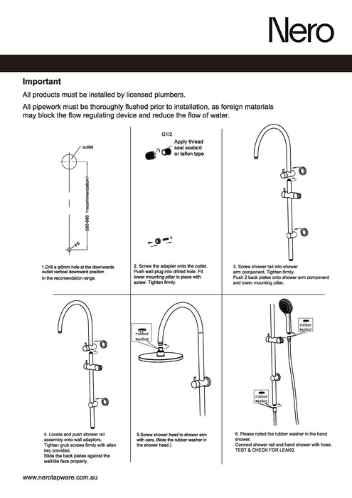 Nero Mecca Shower Rail With Air Shower II