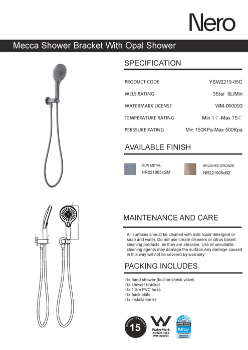 Nero Mecca Shower On Bracket