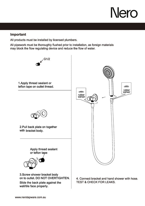 Nero Mecca Shower On Bracket With Air Shower II