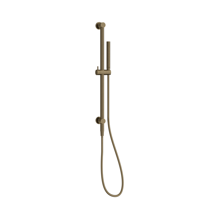 Nero Mecca Shower Rail With Slim Hand Shower - Tumbled Antique Brass