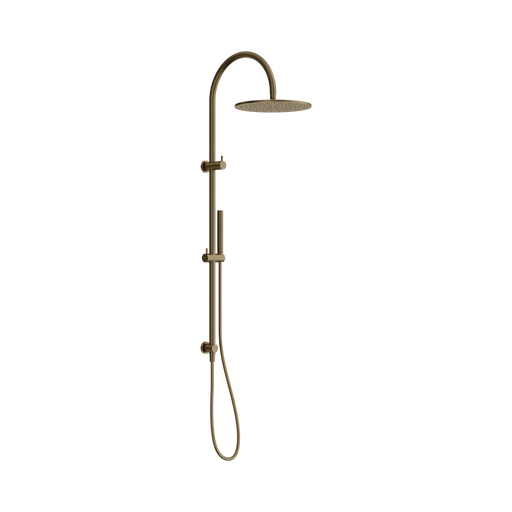 Nero Mecca Twin Shower With Slim Hand Shower - Tumbled Antique Brass