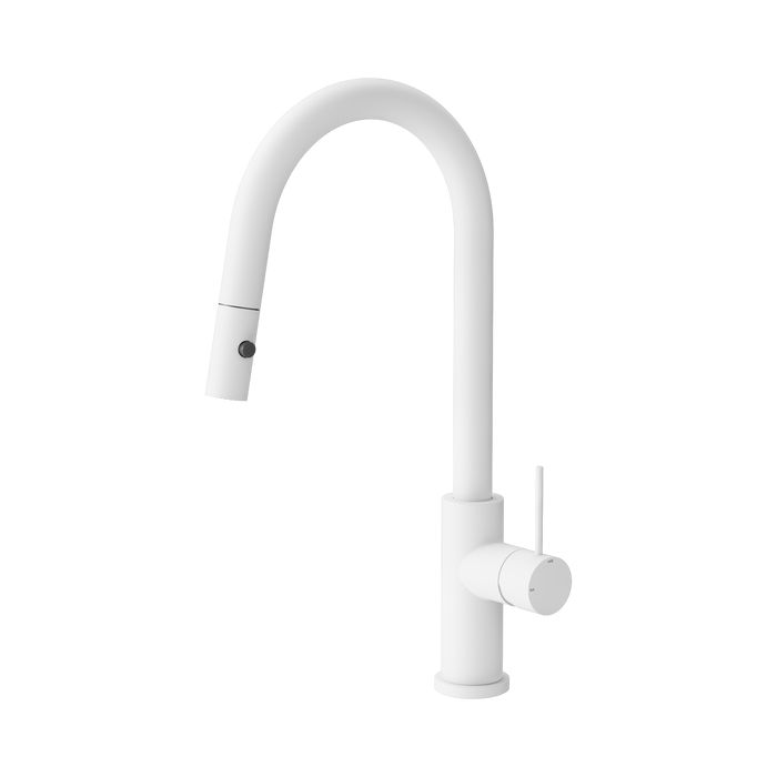 Nero Mecca Pull Out Sink Mixer With Vegie Spray Function - Matte White