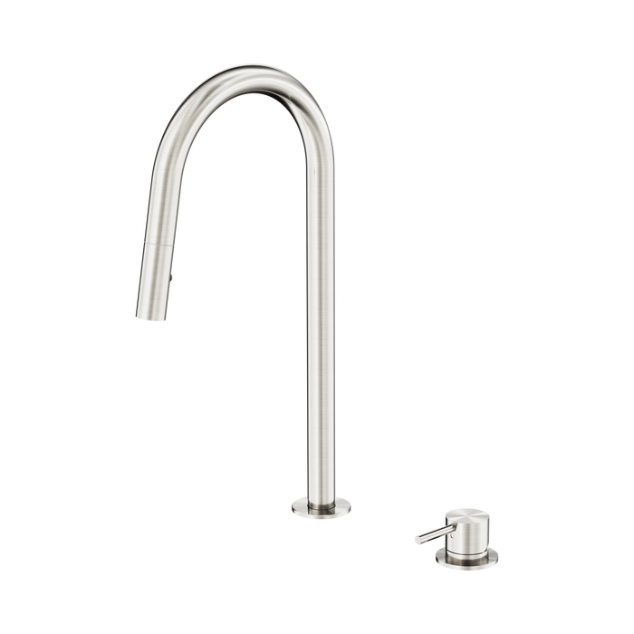 Nero Mecca Hob Mounted Pull Out Sink Mixer - Brushed Nickel