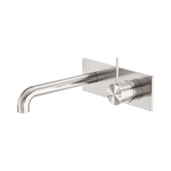 Nero Mecca Wall Basin/Bath Mixer Handle Up 185mm - Brushed Nickel
