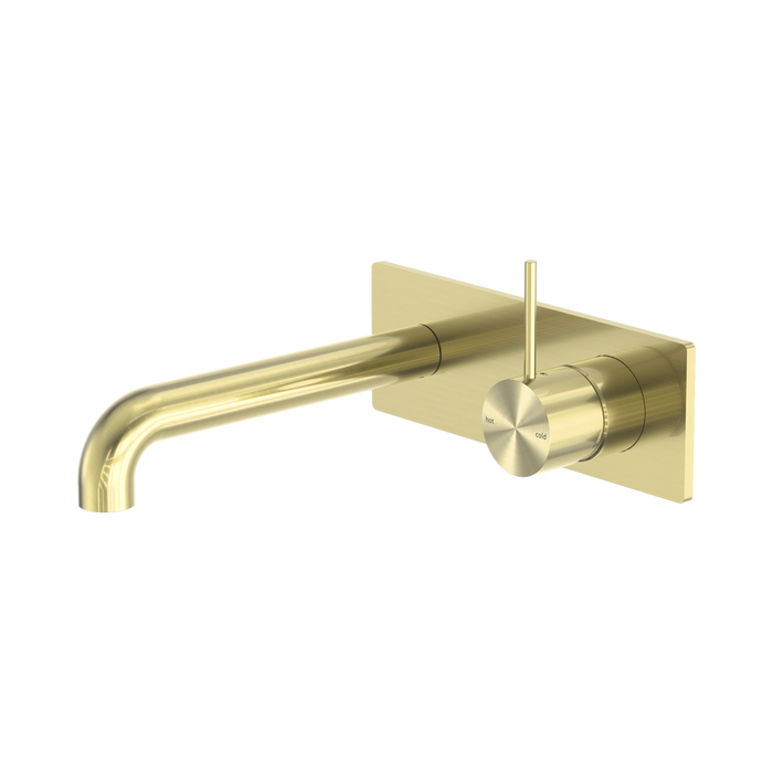 Nero Mecca Wall Basin/Bath Mixer Handle Up 260mm - Brushed Gold