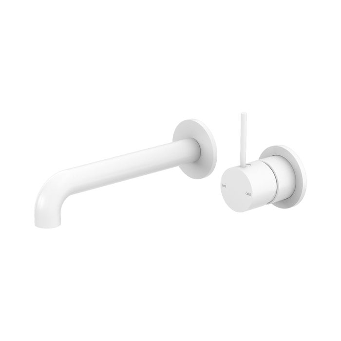 Nero Mecca Wall Basin/Bath Mixer Separate Back Plate Handle Up 120mm - Matte White