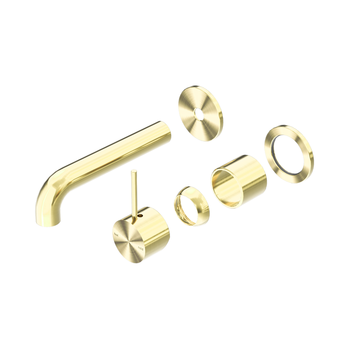 Nero Mecca Wall Basin/Bath Mixer Separate Back Plate Handle Up 120mm Trim Kits Only - Brushed Gold