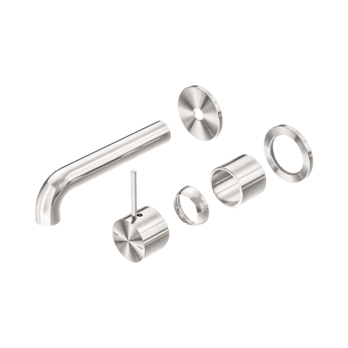 Nero Mecca Wall Basin/Bath Mixer Separate Back Plate Handle Up 120mm Trim Kits Only - Brushed Nickel