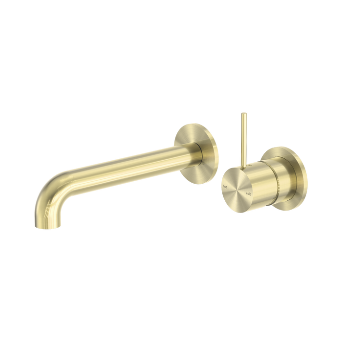 Nero Mecca Wall Basin/Bath Mixer Separate Back Plate Handle Up 160mm - Brushed Gold