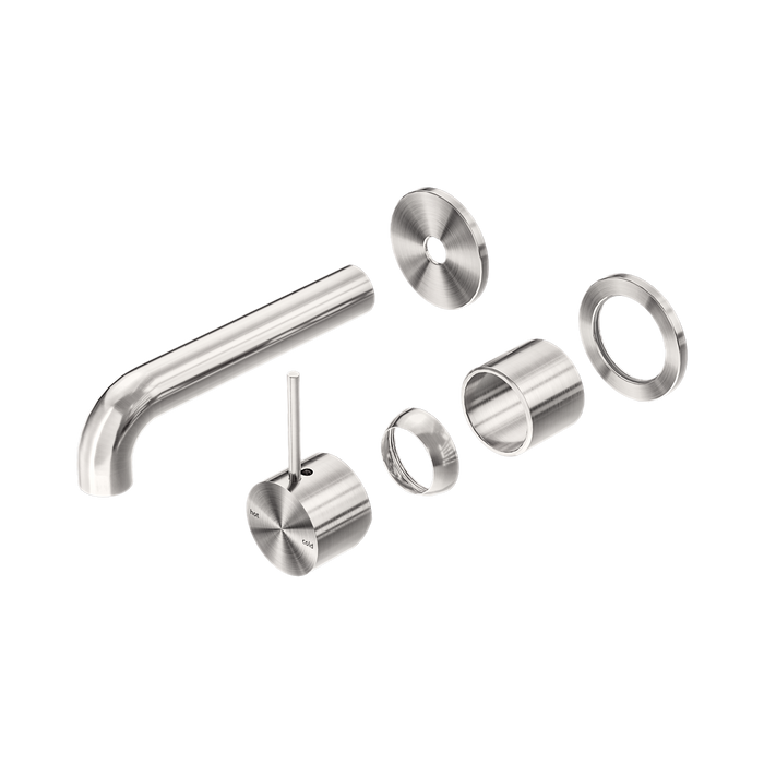 Nero Mecca Wall Basin/Bath Mixer Separate Back Plate Handle Up 160mm Trim Kits Only - Brushed Nickel