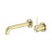 Nero Mecca Wall Basin/Bath Mixer Separate Back Plate Handle Up 185mm - Brushed Gold