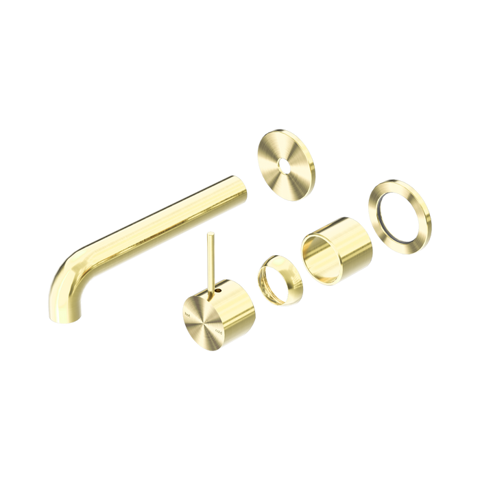 Nero Mecca Wall Basin/Bath Mixer Separate Back Plate Handle Up 185mm Trim Kits Only - Brushed Gold