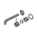 Nero Mecca Wall Basin/Bath Mixer Separate Back Plate Handle Up 185mm Trim Kits Only - Gun Metal