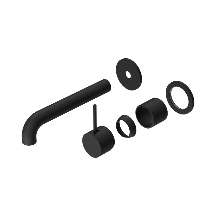 Nero Mecca Wall Basin/Bath Mixer Separate Back Plate Handle Up 185mm Trim Kits Only - Matte Black