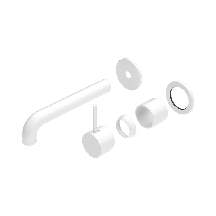 Nero Mecca Wall Basin/Bath Mixer Separate Back Plate Handle Up 185mm Trim Kits Only - Matte White