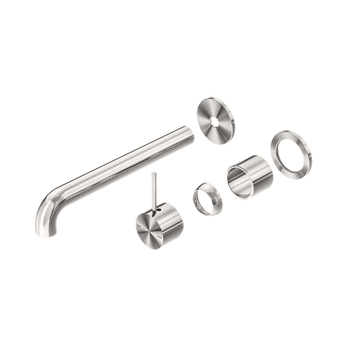 Nero Mecca Wall Basin/Bath Mixer Separate Back Plate Handle Up 230mm Trim Kits Only - Brushed Nickel