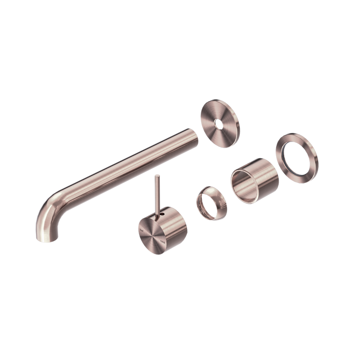 Nero Mecca Wall Basin/Bath Mixer Separate Back Plate Handle Up 230mm Trim Kits Only - Brushed Bronze