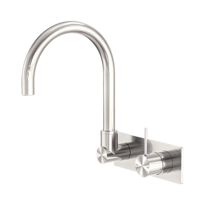 Nero Mecca Wall Basin/Bath Mixer Swivel Spout Handle Up - Brushed Nickel