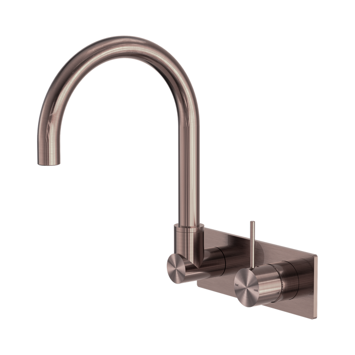 Nero Mecca Wall Basin/Bath Mixer Swivel Spout Handle Up - Brushed Bronze