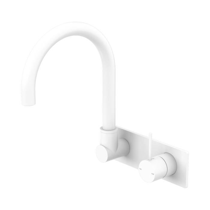Nero Mecca Wall Basin/Bath Mixer Swivel Spout Handle Up - Matte White