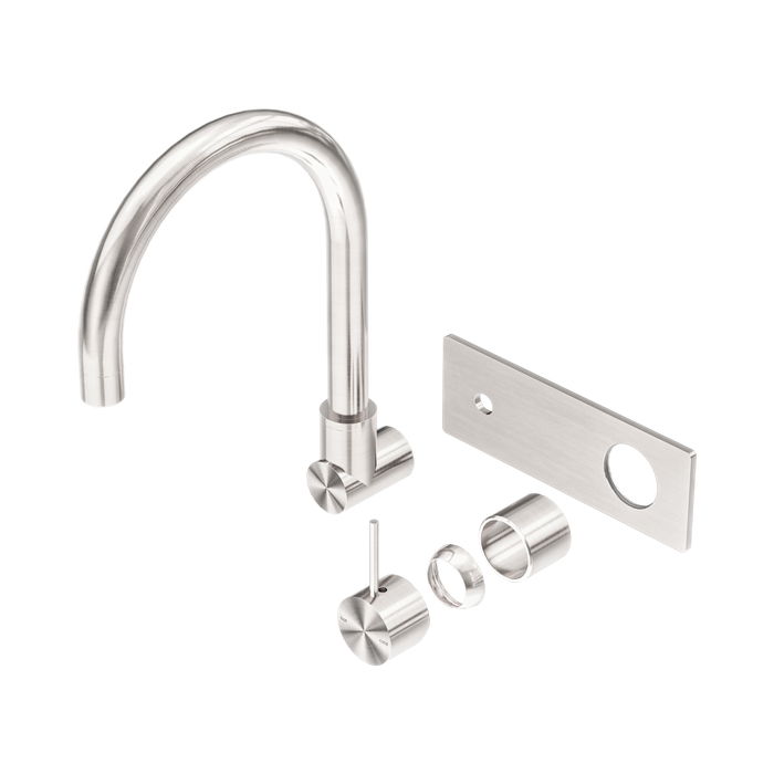 Nero Mecca Wall Basin/Bath Mixer Swivel Spout Handle Up Trim Kits Only - Brushed Nickel