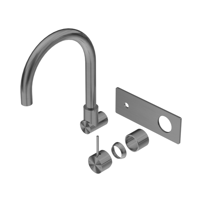 Nero Mecca Wall Basin/Bath Mixer Swivel Spout Handle Up Trim Kits Only - Gun Metal
