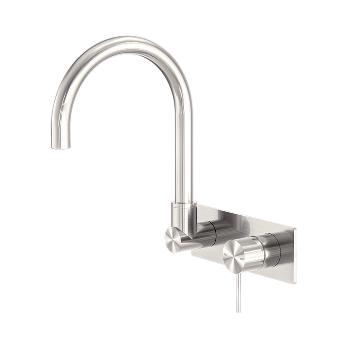 Nero Mecca Wall Basin/Bath Mixer Swivel Spout - Brushed Nickel