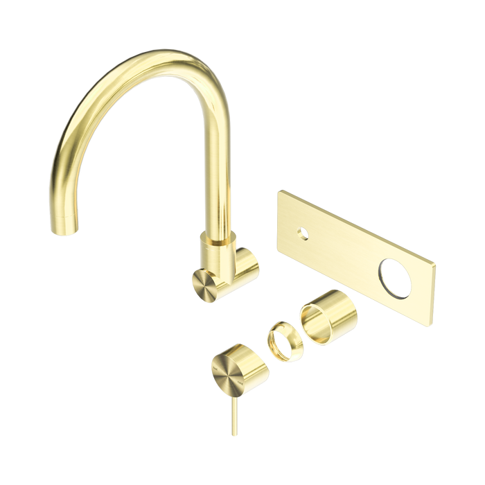 Nero Mecca Wall Basin/Bath Mixer Swivel Spout Trim Kits Only - Brushed Gold