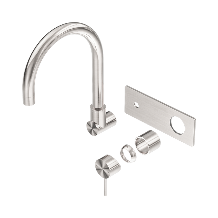Nero Mecca Wall Basin/Bath Mixer Swivel Spout Trim Kits Only - Brushed Nickel