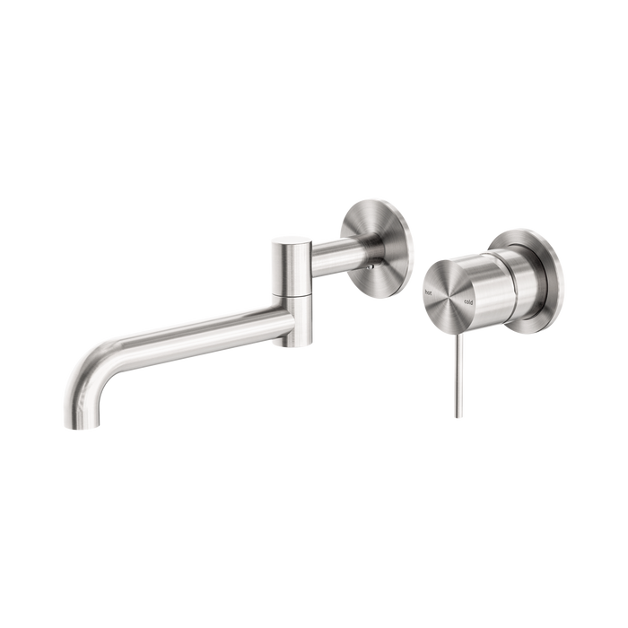 Nero Mecca Wall Basin/Bath Mixer Swivel Spout 225mm - Brushed Nickel