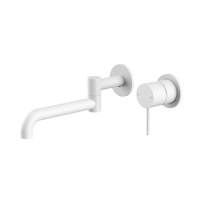 Nero Mecca Wall Basin/Bath Mixer Swivel Spout 225mm - Matte White