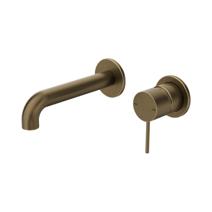 Nero Mecca Wall Basin/Bath Mixer Separate Back Plate 160mm - Tumbled Antique Brass
