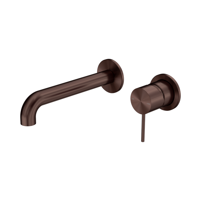 Nero Mecca Wall Basin/Bath Mixer Separate Back Plate 185mm - Rome Bronze