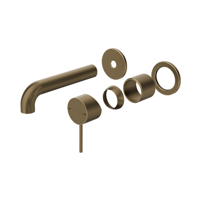 Nero Mecca Wall Basin/Bath Mixer Separate Back Plate 185mm Trim Kits Only - Tumbled Antique Brass
