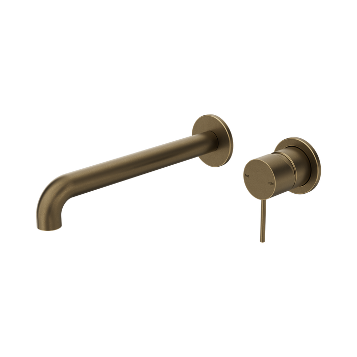 Nero Mecca Wall Basin/Bath Mixer Separate Back Plate 230mm - Tumbled Antique Brass
