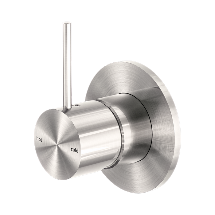 Nero Mecca Shower Mixer Handle Up 80mm Plate - Brushed Nickel