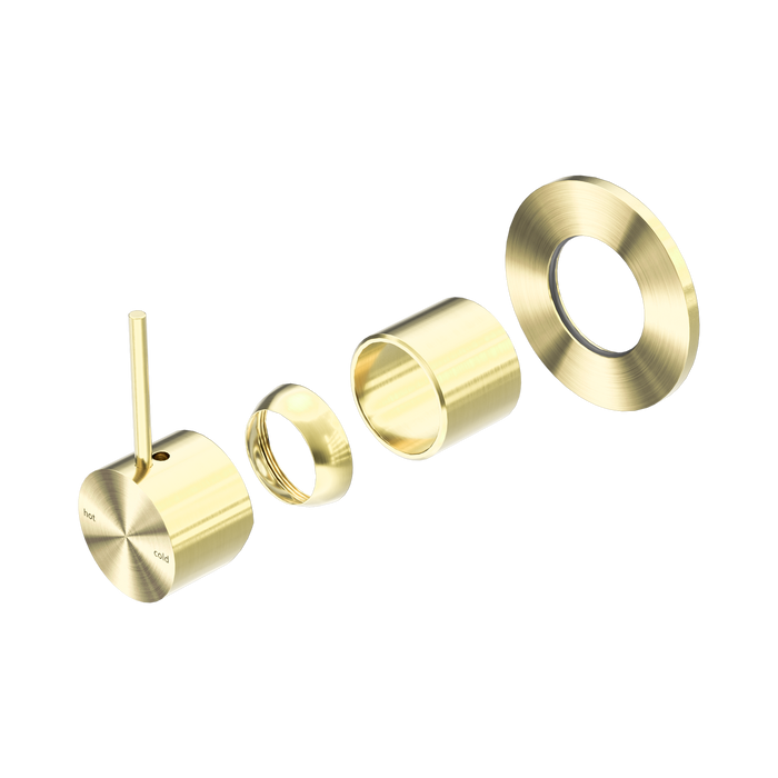 Nero Mecca Shower Mixer Handle Up 80mm Plate Trim Kits Only - Brushed Gold