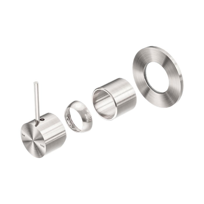 Nero Mecca Shower Mixer Handle Up 80mm Plate Trim Kits Only - Brushed Nickel