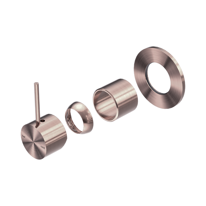 Nero Mecca Shower Mixer Handle Up 80mm Plate Trim Kits Only - Brushed Bronze